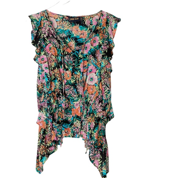 Yumi Kim Tops - Yumi Kim Silk Floral Elastic Waist Flutter Tunic Small